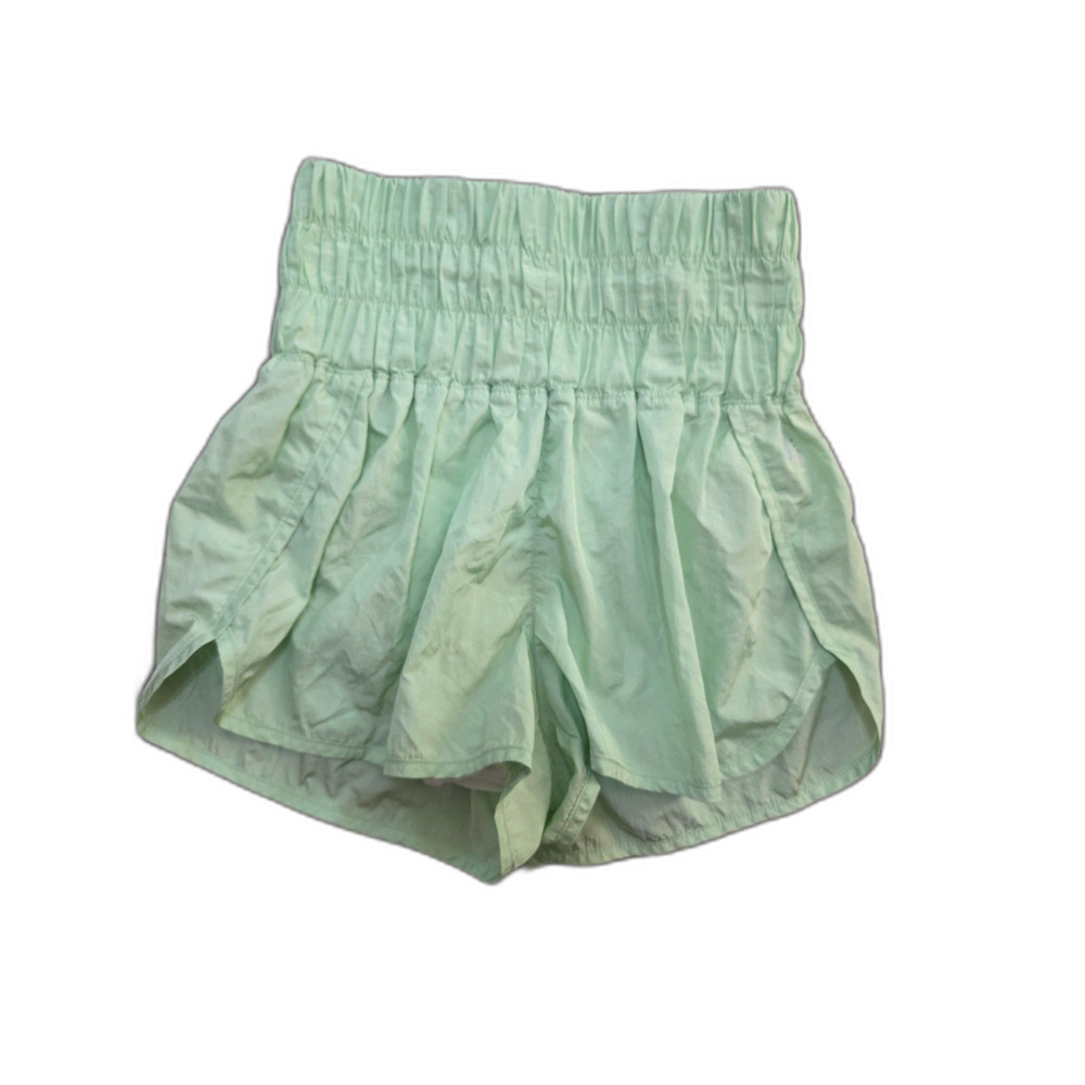 Free People FP Movement Lime Green Running Shorts High Rise Smocked Waist Size S